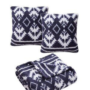 Birch Trails Holiday Prints 3 Pieces Decorative Pillows and Throw, 60x50 Inch